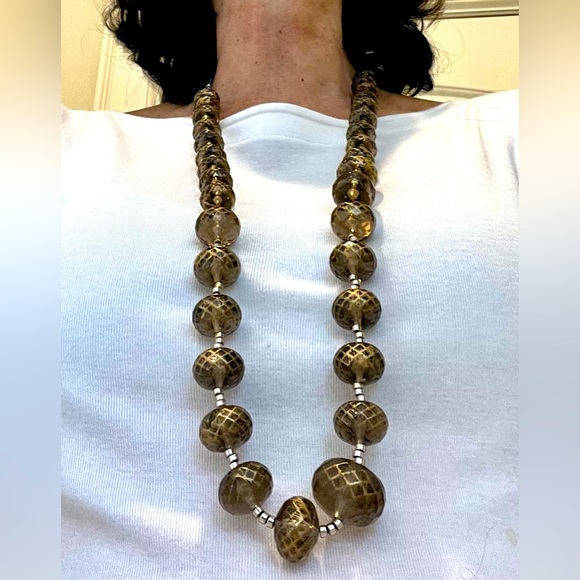 Vintage Opera Length Metallic Bead Necklace - Picture 1 of 16